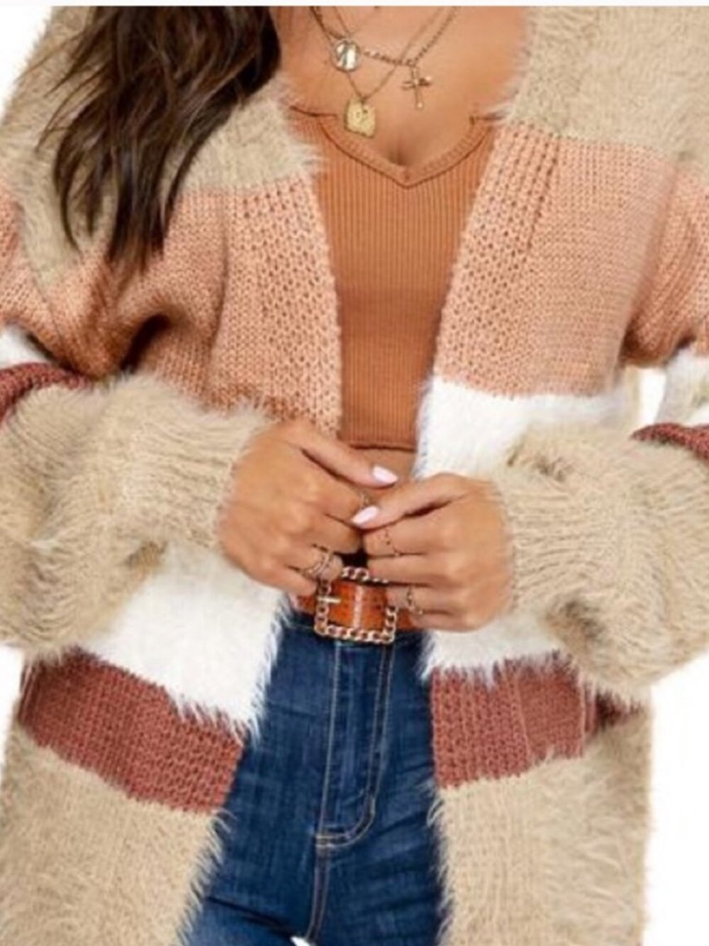 Love Riche Miss Lola Color-Block Striped Cardigan - Size Small